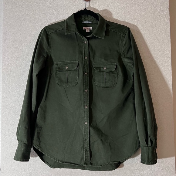 %100 Cotton Dark Green Button Up Shirt - Picture 1 of 2